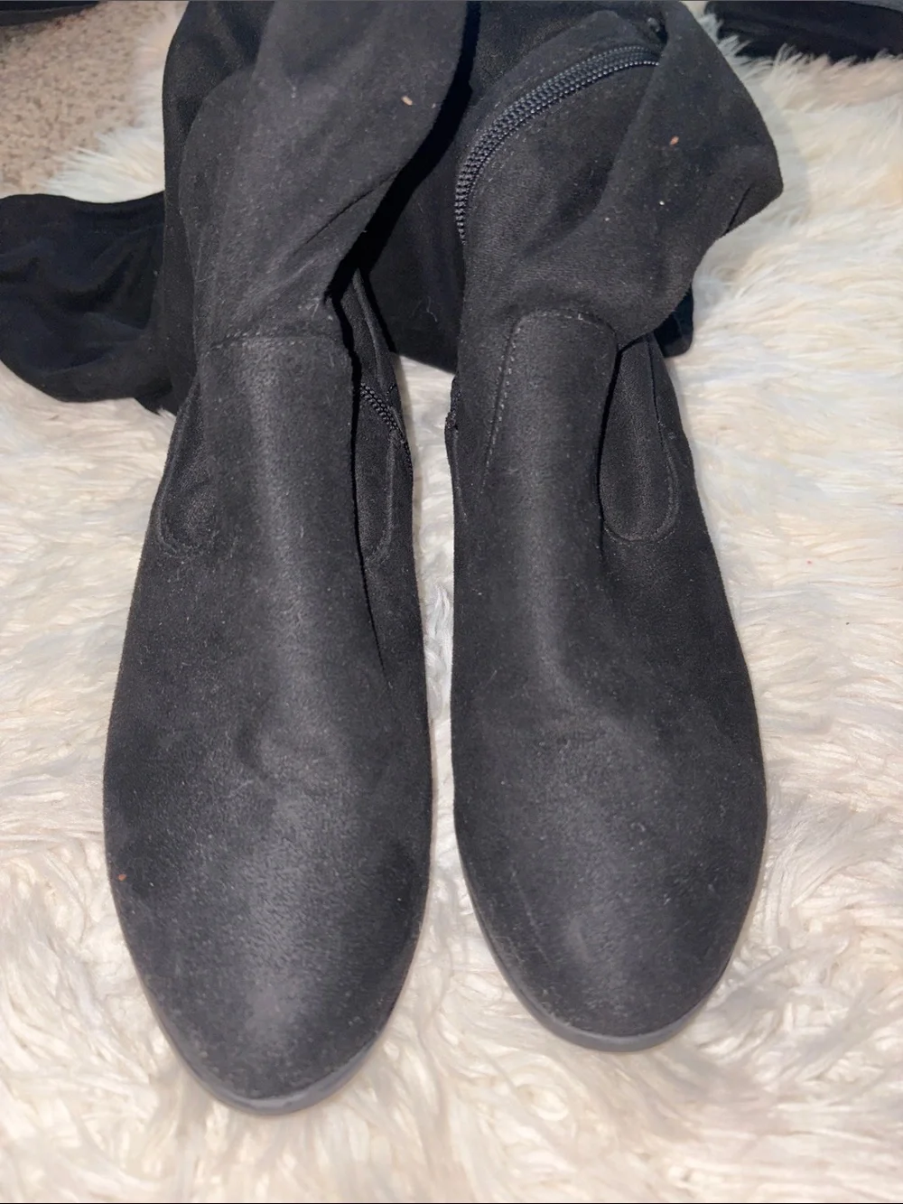 Over-the-Knee Black Stretch Suede Boots